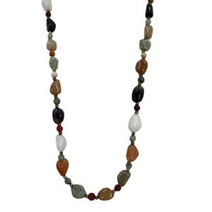 Vintage long boho stone beaded 32 inch necklace